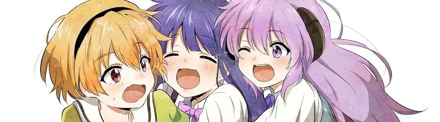 Banner de Rika (CV: Tamura Yukari) & Satoko (CV: Kanai Mika) & Hanyuu (CV: Horie Yui) - Happy! Lucky! Dochy! [Great Hinamizawa Disaster]
