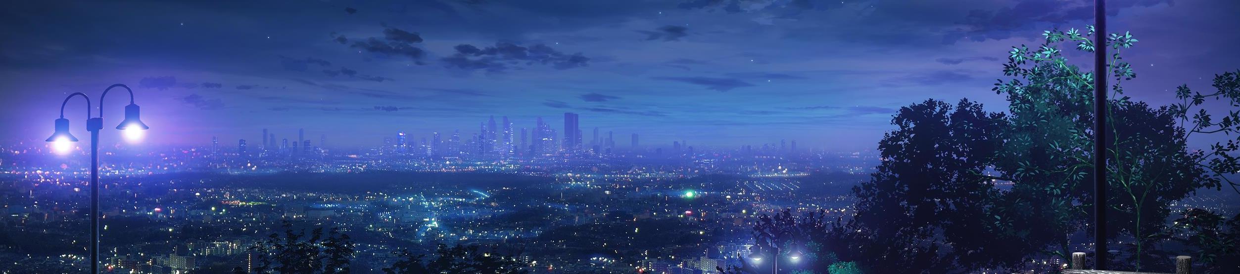 Фон город с парка ночь аниме